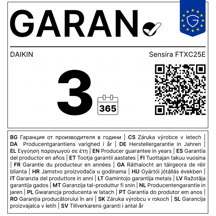 Климатик Daikin FTXC25E /RXC25E Sensira NEW 2025 R32, Клас охлаждане A++ / Клас отопление A+ Климатик Daikin FTXC25E /RXC25E Sensira NEW 2025 R32, Клас охлаждане A++ / Клас отопление A+